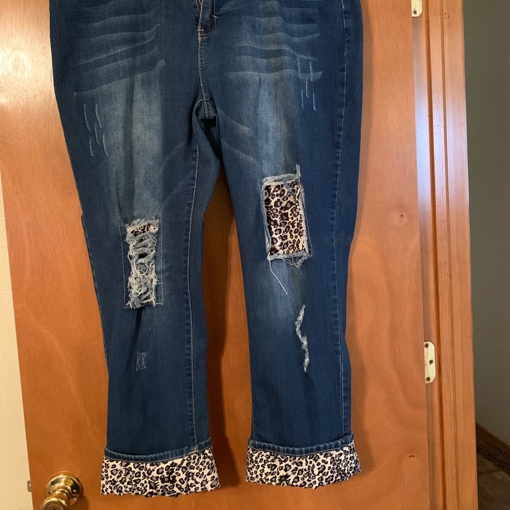 Size 22 L&B distressed leopard Jeans